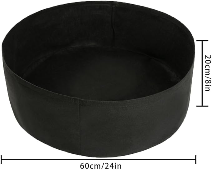 15-Gallon Raised Bed, Round Grow Bag Diameter 24" Height 8" Made of Growth Friendly Felt for Nursery Garden and Planting Grow (Black)