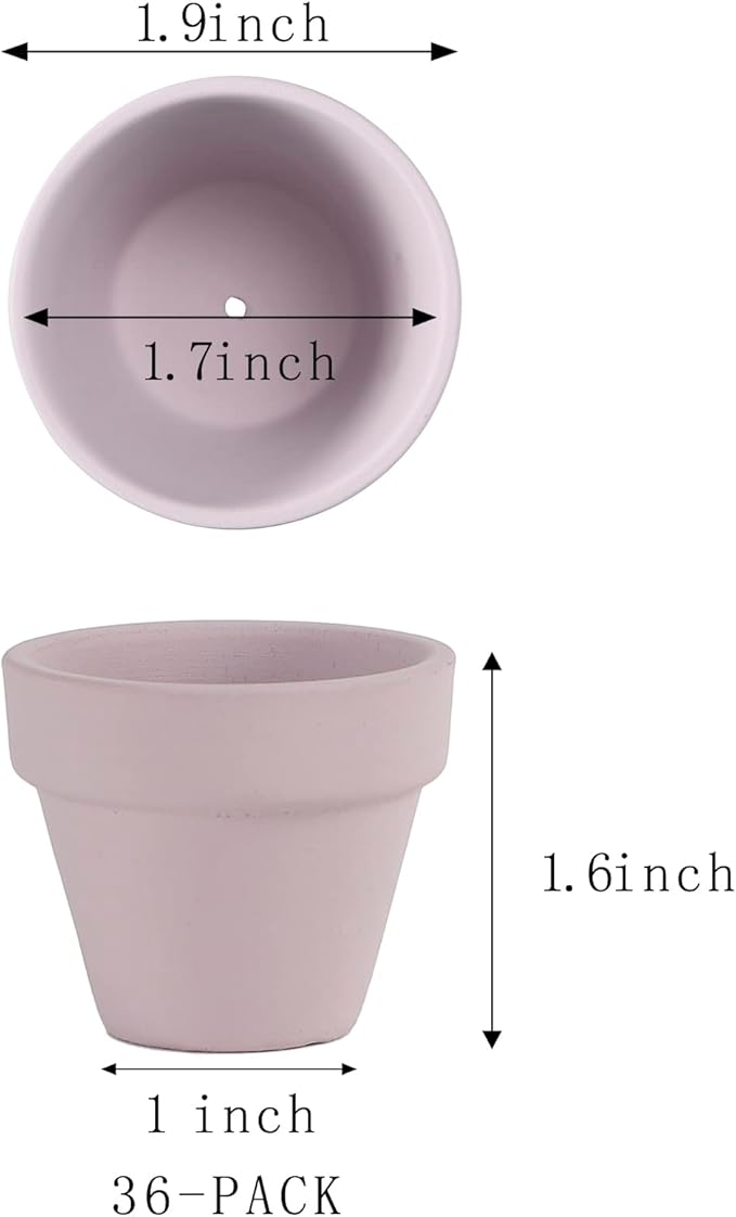 36 Pieces of Small Mini Pink Flower pots 2 inch Clay Flower pots,Cactus Flower pots,Succulent Nursery pots with Drainage Holes,Suitable for Indoor/Outdoor Succulent Plants,Crafts,Wedding Favor