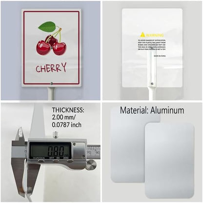 Cherry Marker Yard Sign with Stakes 7in×8.8in, Aluminum Garden Signs, Garden Plant Markers Garden Potted Plants Labels for Vegetable Flowers Funny Garden Stakes Decorations