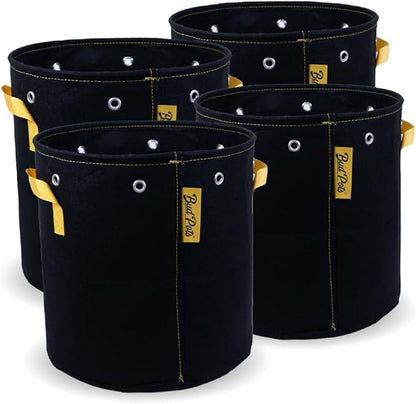 BudPots for Optimal Plant Growth | 7Ga Fabric Pots (26.5L) | 4-Pack | Metal Reinforced Rim - Sturdy & Never Collapses | Promotes Dense & Healthy Roots | Low Stress Training | Reusable