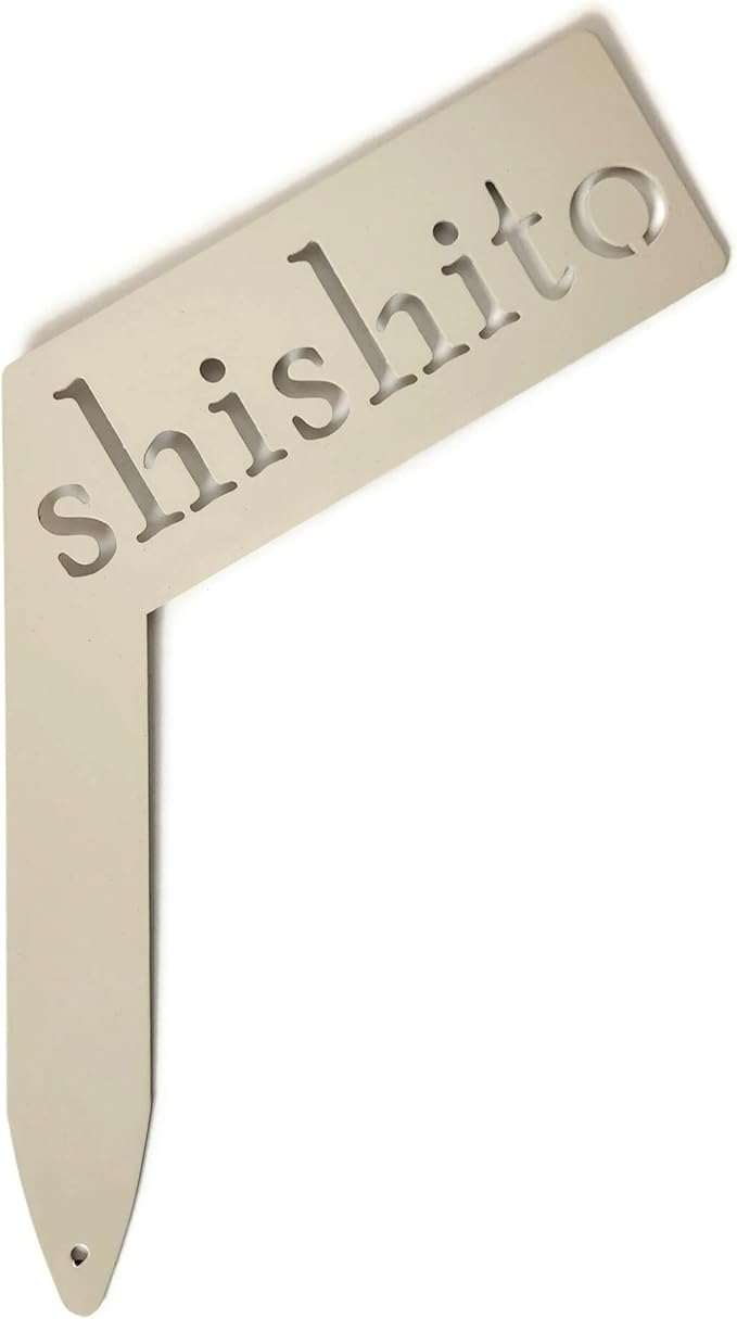 Planter Size Small Metal Garden Plant Vegetable Flower or Herb Markers 13.5 Inches Tall (shishito, Cream)