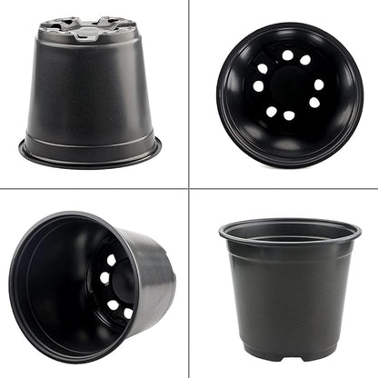 KINGLAKE 50 Pcs 6" Plastic Plants Nursery Seedlings Pots Flower Plant Container Seed Starting Pots Matte Black