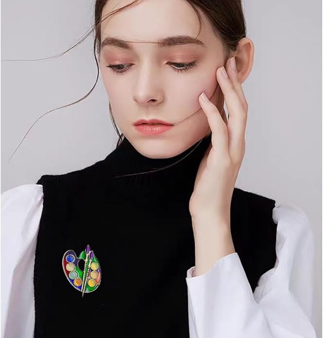 ONLYJUMP Painter Palette Brooch Pin for Women Girls Dainty Colorful Paint Palette Brush Artist Painter Lapel Pin Gift Jewelry Art Teacher Hat Bag Suit Tie Birthday Xmas Badges Painting Lovers Jewelry Gift