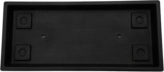 The HC Companies Venetian Rectangular Plant Tray - 17.5" Saucer for 18" Planter Pot, Plastic Drip Tray for Drainage - Indoor & Outdoor Use, Black
