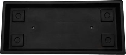 The HC Companies Venetian Rectangular Plant Tray - Lightweight Plastic Plant Saucer - Plant Drip Trays for Drainage - UV Resistant Pot Saucer for Indoor & Outdoor Use (29.5" Black, Pack of 1)