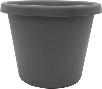 The HC Companies Classic Round Plastic Plant Pot w/Rolled Rim - Lightweight & UV Resistant Flower Pot for Herbs & More - Outdoor & Indoor Plant Pots w/Drainage (8.5 inch Warm Gray, Pack of 1)