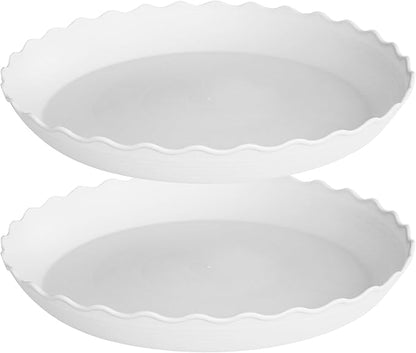 2 Pack Plant Saucer 12 inch, Heavy Duty Plastic Plant Saucers, Durable Plant Tray for Pots, Flower Saucers for Indoors, Plant Pot Saucers, Trays for Planter (White)