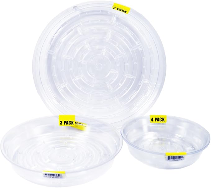 Plant Pot Saucers Clear Plastic Indoor Outdoor Garden Assorted Sizes 9-pc Set (9 Count)
