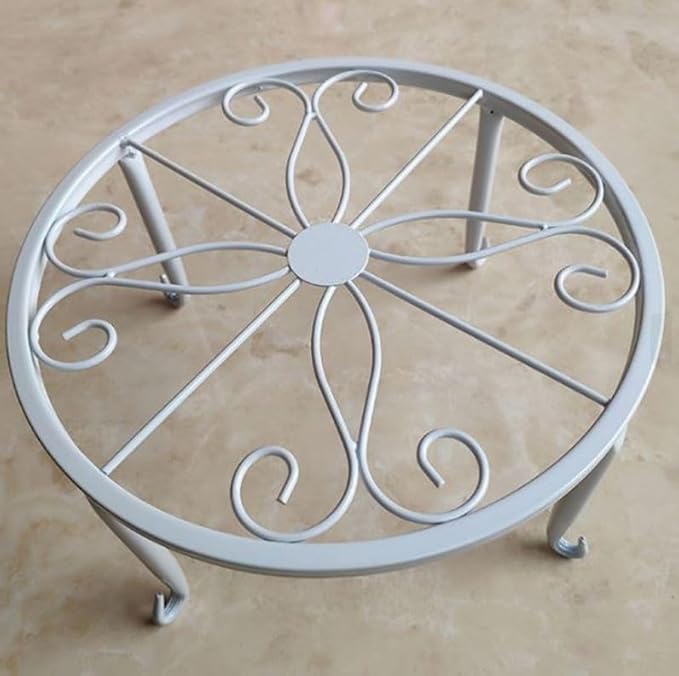 1 Pack Metal potted plant stand, rust-proof iron flower pot stand, heavy duty pot stand for indoor patio(White)