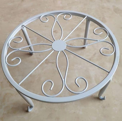 1 Pack Metal potted plant stand, rust-proof iron flower pot stand, heavy duty pot stand for indoor patio(White)