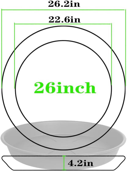 3 Pack of Plant Saucer 25 26 inch, 4.2" Depth, Large Heavy Duty Plastic Saucers 24" 26" Round, Plant Drip Trays for Indoors Outdoor, Plant Water Tray for Planters 23-27" (26", Black)