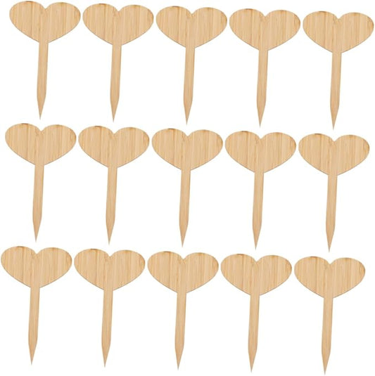 Mipcase 20pcs Heart Shaped Bamboo Thicken Plant Labels for Garden Seedling Markers t Shape for Writing