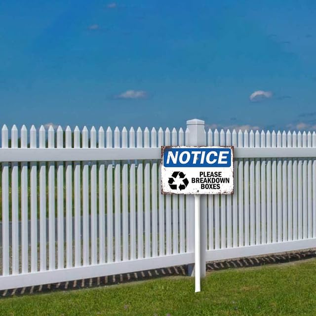 8 x 12 inch Notice Sign - Please Breakdown Boxes Yard Sign Stakes Outdoor Lawn Yard Signs