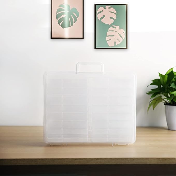 4" x 6" Photo Storage Case with Handle, 16 Inner Photo Organizer Keeper, Extra Large Storage Picture Boxes, Seed Storage, Transparent Craft Keeper (16 Pack Inner Box)