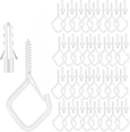 12-Pack Heavy-Duty White Screw Eye Hooks with Safety Clips | Metal Ceiling Hooks for Hanging Plants, Wind Chimes, Bird Feeders & Indoor/Outdoor Lights