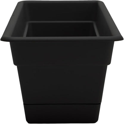 Bloem Dura Cotta 18" Black Resin Rectangle Window Box Planter with Saucer Tray for Indoor and Outdoor Gardening