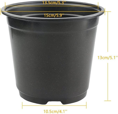 KINGLAKE 100 Pcs 6" Plastic Plants Nursery Pots Seedlings Flower Plant Container Seed Starting Pots Black