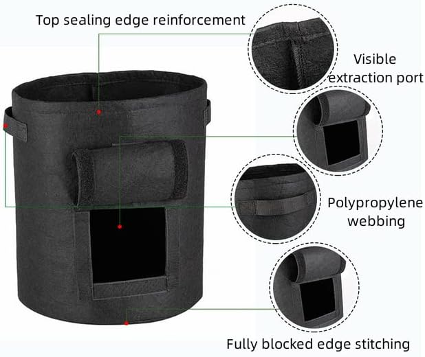 AA003-7 3-Pack 7 Gallon Potato Grow Bags，Garden Vegetable Planter with Handles，Grow Bags with Flap Plant Container Planter Pot for Potato Tomato and Vegetables ，Black, Beige and Green.