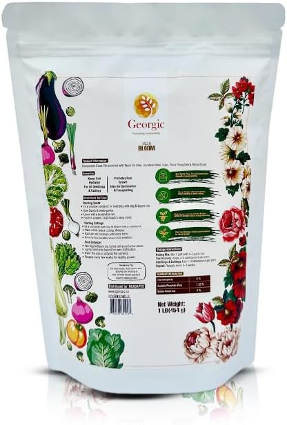Veg N Bloom Natural Potting Mix for Vegetables, Herbs, Flowers & Houseplants (1 lb)