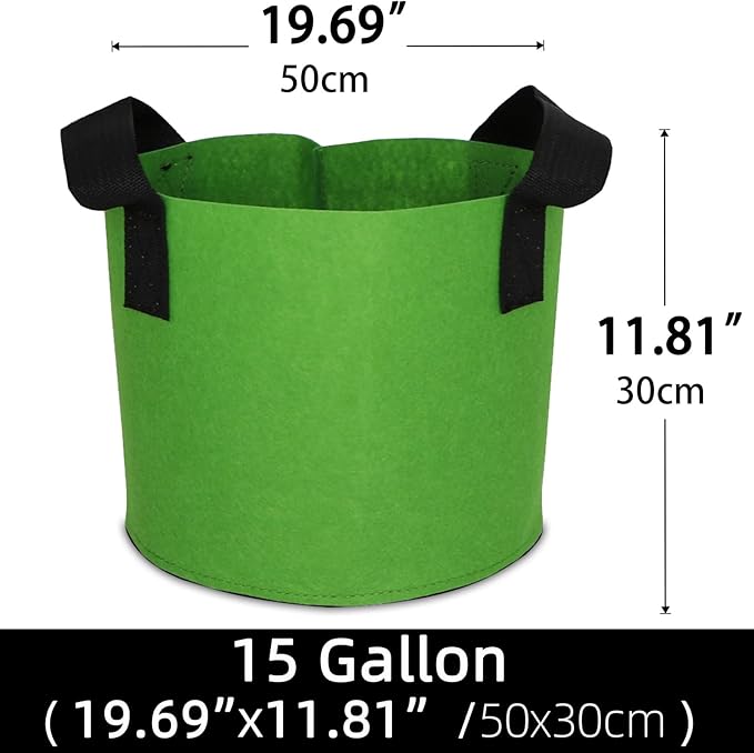 Grow Bags,Growing Pot Bags Garden Grow Bag Indoor Outdoor Fabric Aeration Plant Pot Container Flower Vegetable Pouch (Green,15Gallon)