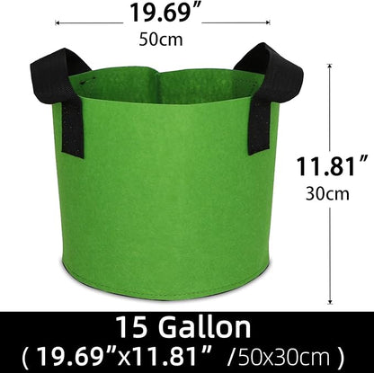 Grow Bags,Growing Pot Bags Garden Grow Bag Indoor Outdoor Fabric Aeration Plant Pot Container Flower Vegetable Pouch (Green,15Gallon)