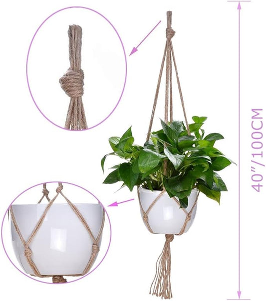 Plant Hanger, 10 Pieces 40'' Macrame Plant Hangers, Hanging Planters for Indoor Plants Pots, Plant Holder Basket Jute Rope Holder for Indoor Outdoor Garden Home Decorations (Natural)