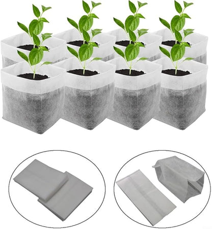 100pcs Plant Nursery Bags, Non-woven Fabric Grow Breeding Bags Flower Pots For Home Garden Accessories (18x20cm Folding)