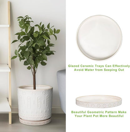 Plant Tray for Pots - Ceramic Plant Saucer for Indoors Outdoors 7.5 Inch Plant Water Catcher Tray Plant Drainage Dray Decorative Flower Pot Saucer Plant Plates to Catch Water White