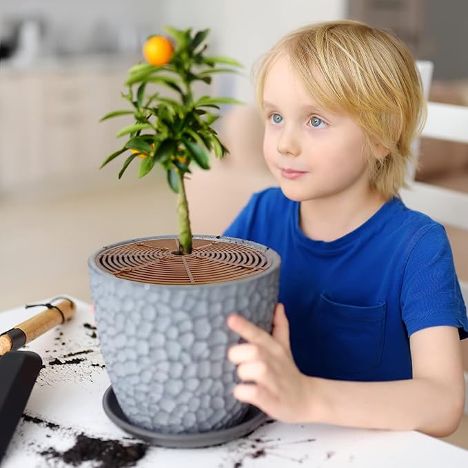 11.8 Inch Plant Pot Grid,6 Pack Plant Pot Soil Covers Protectors with 48 Stakes,Cat Pet Digging Stopper for Indoor Outdoor