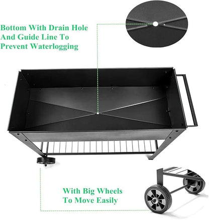 Raised Planter Box with Legs Outdoor Elevated Garden Bed On Wheels for Vegetables Flower Herb Patio