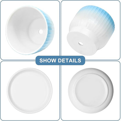 6.7 + 5.5 Inch Ceramic Plant Pots,Planters with Drainage and Saucer,Indoor Pots for Plants,Modern Flower Pots for Home and Office（Blue + White）
