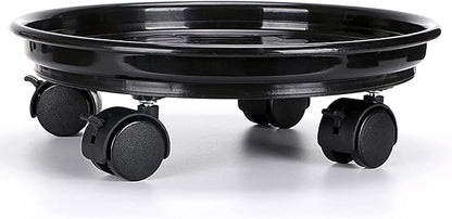 2Pcs Plant Caddy,Planter Pot Mover, Plant Pot Pallet Dolly Caster with Universal Wheels, Round Movable Planter Dolly Trolley Tray Pallet Outdoor Indoor Tree Flower Stand Planter (15.5 inch+2pcs+black)