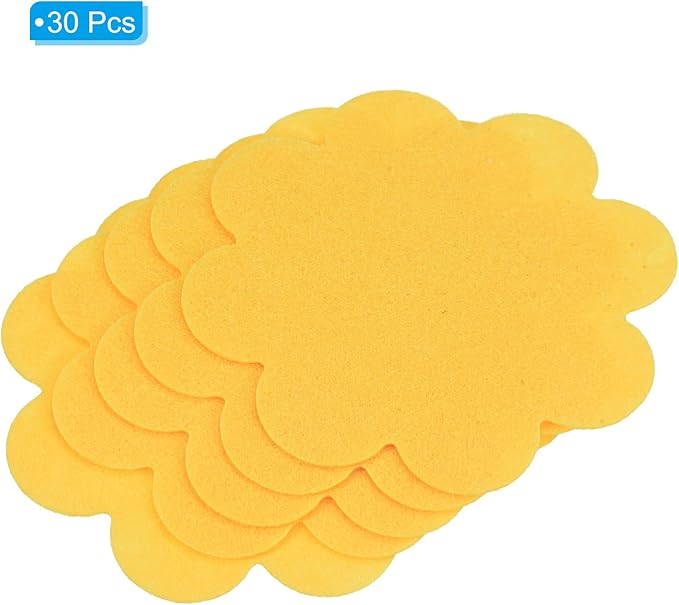 PATIKIL 3 Inch Plant Pot Hole Pad, 30 Pack Non-Woven Fabric Flower Shape Bonsai Bottom Soil Mat, Yellow