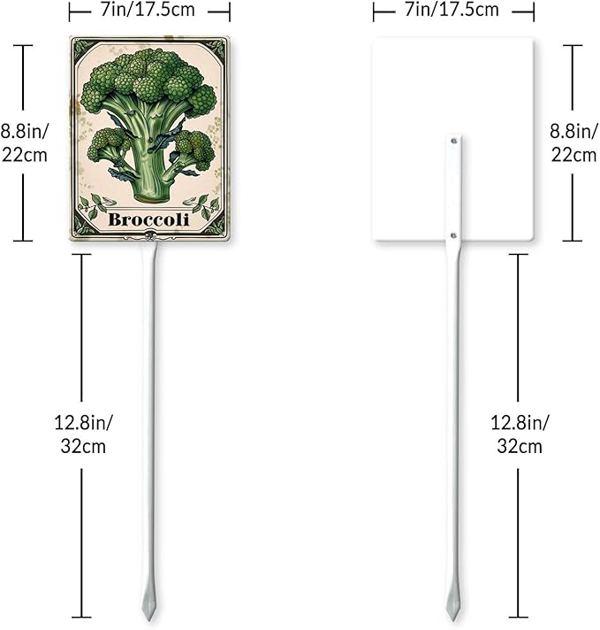 Uptell Vegetable Garden Broccoli Yard Sign Label With Stake Plant Markers For Outdoor Plants Waterproof 7x8.8inch Nursery Garden Outdoor Sign