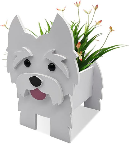 Light Of The City Animal Planter Plant Pot for Indoor and Outdoor Plants, Shaped Flower Pots, Storage Container, Colorful Pet Planter Office and Home Decor Gifts (Westie)