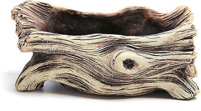 DIYOMR Cement Driftwood Planter Pots Imitation Stump Log Concrete Flower Succulent Pot/Container (7.3" L x 3.8" W x 3.1" H,Undertint)