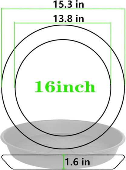 3 Pack of Plant Saucer Tray 16 inch, Heavy Duty Plastic Pot Plant Drip Trays Saucers for Indoors Outdoor, Plant Water Tray for Planters 14 15" (16", Black)