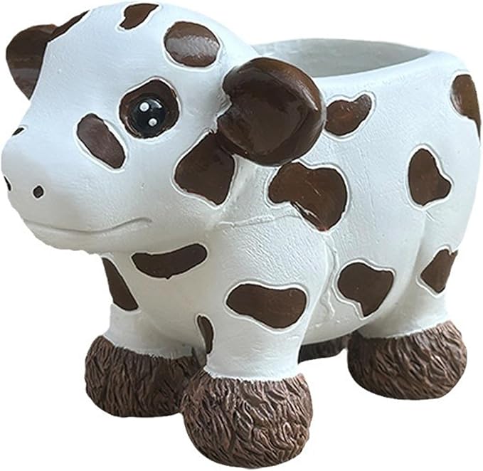 HVEST Cow Planter Pot, Cute Animal Succulent Planter, Resin Flowerpot Small Plant Pots for Indoor Home Office Desktop Decoration