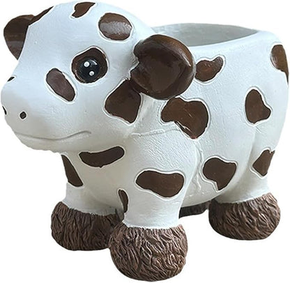HVEST Cow Planter Pot, Cute Animal Succulent Planter, Resin Flowerpot Small Plant Pots for Indoor Home Office Desktop Decoration