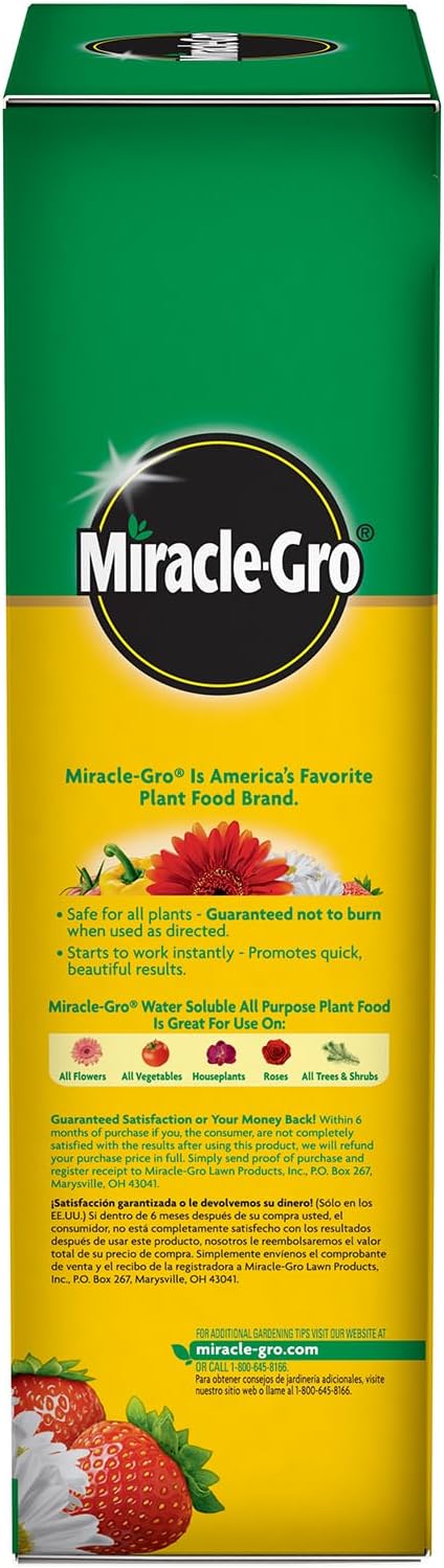Miracle-Gro Water Soluble All Purpose Plant Food - Fertilizer for All Indoor or Outdoor Plants Including Roses, Flowers, Vegetables, Houseplants, Trees, and Shrubs, 12.5 lbs.