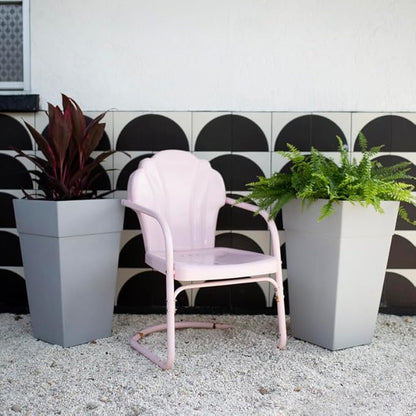 Bloem Tall Finley Tapered Square Planter: 25" - Cement Gray - Matte Textured Finish, 100% Recycled Plastic Pot, for Indoor and Outdoor Use, Gardening, 9 Gallon Capacity