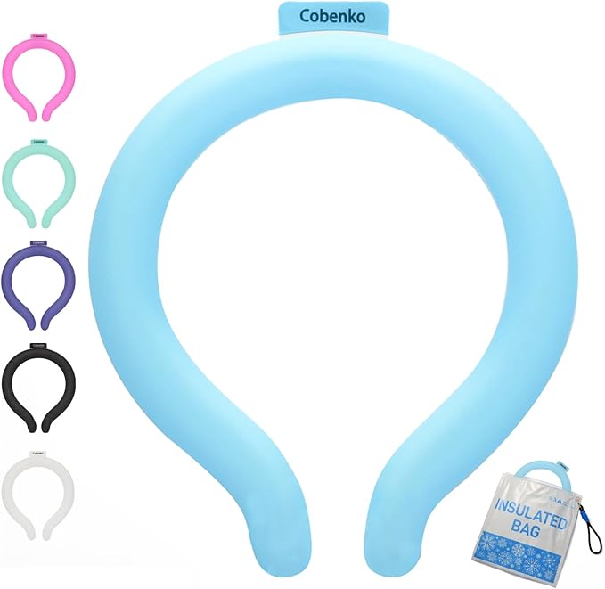 Neck Cooling Tube with Cold Insulated Bag,Reusable 18℃/64℉ Ice Neck Ring Wearable Body Cooler Products for Summer (Blue)