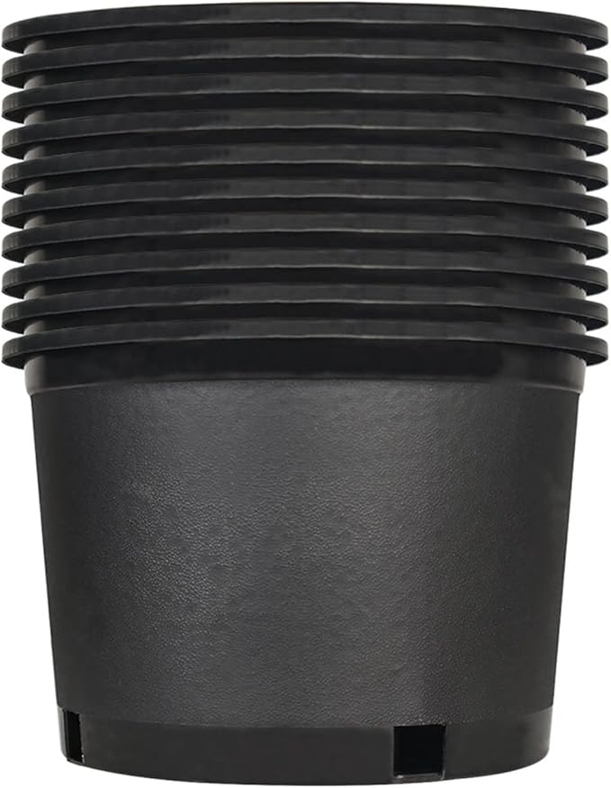 10-Pack 2 Gallon Squat Round Premium Nursery Pot Plant Flower Seedling Container Garden Planter Pots for Indoor Outdoor Plants Flower Vegetables Black (2 Gallon Squat)