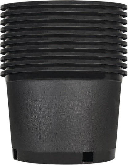 10-Pack 2 Gallon Squat Round Premium Nursery Pot Plant Flower Seedling Container Garden Planter Pots for Indoor Outdoor Plants Flower Vegetables Black (2 Gallon Squat)