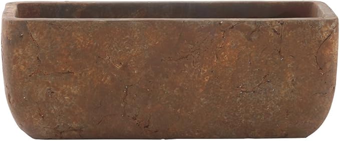Classic Home and Garden Dakota Rectangular Planter Box w/Drain Plug - Small Succulent Pots for Window Sills & More - Shallow Trough Planter for Indoor Outdoor Use (8” Rust Brown)