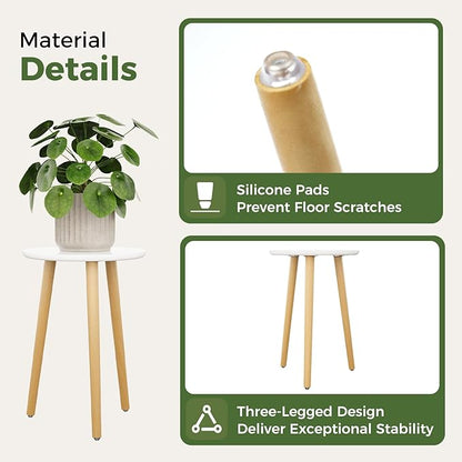 Leaf&lull Tall Plant Stand Indoor Small Plant Table for Large Plants Wooden Plant Stool Plant Holder for Living Room Bedroom Balcony White