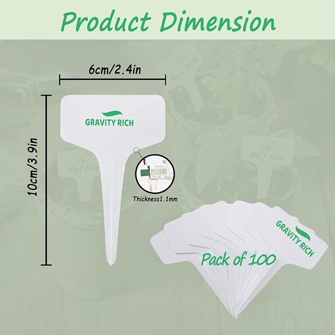 100 Pcs Plant Labels - White Plastic Garden Plant Tags (10cm)