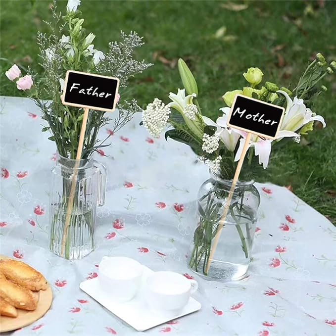 20 Pcs Mini Wood Chalkboard Stakes Gardening Plant Tags Markers Plant Labels Decorative Signs Place Cards