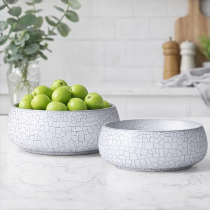 2 Pack Lotus Bowl Planter, Large 7.5'' & Small 6'' Shallow Lotus Pots for Water Planting, Drainage-Free Ceramic Hydroponic Bowl for Lotus Seeds, Ikebana, Succulents & Water Lilies (Kiln Split)