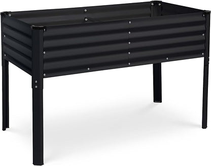 Galvanized Raised Garden Beds Outdoor with Legs // 48×24×31in Elevated Planter Box for Vegetables, Flowers (Black) // Large Metal Garden Bed for Backyard Patio Gardening